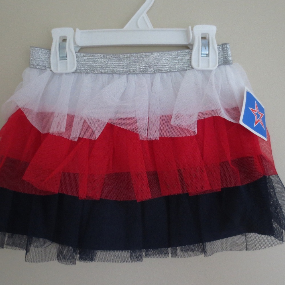 4-5 Ruffled 3Tier Mesh Skirt TuTu Holiday Red Whit